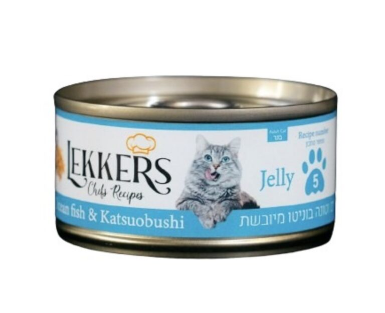 לקרס מעדן דגי ים וטונה בוניטו מיובשת בג'לי לחתול 85 גרם