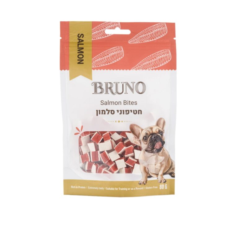 ברונו חטיף לכלב חטיפוני סלמון עם עור 80 גרם