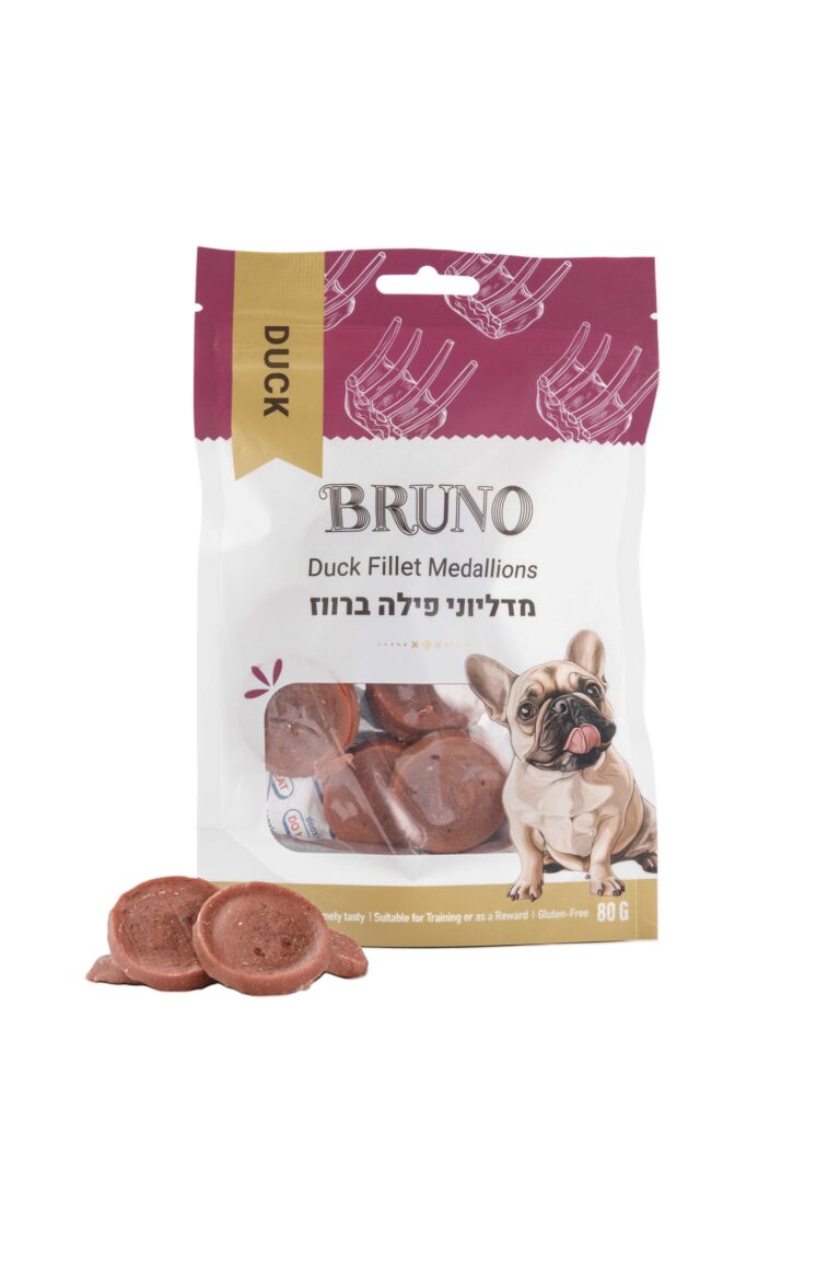 ברונו חטיף לכלב מדליוני פילה ברווז 80 גרם