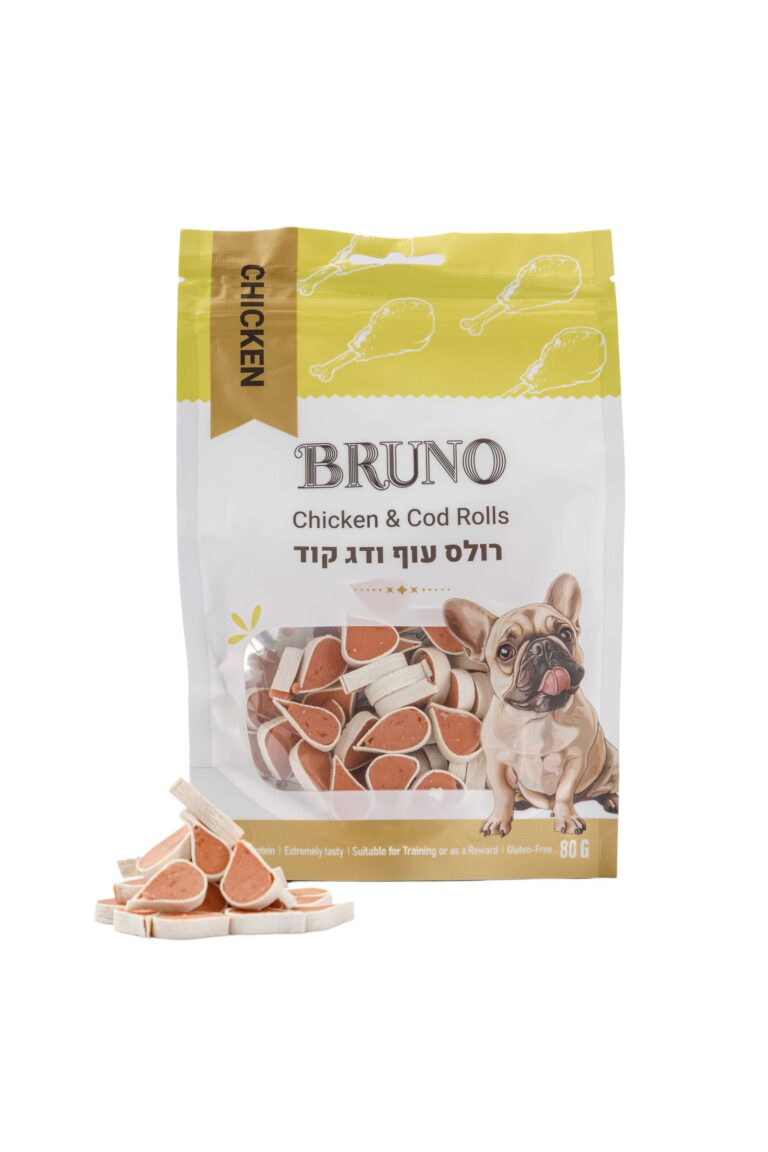 ברונו חטיף לכלב רולס עוף ודג קוד 80 גרם