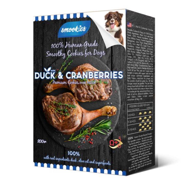 סמוקיס ביסקוויטים ברווז וחמוציות 200 גרם