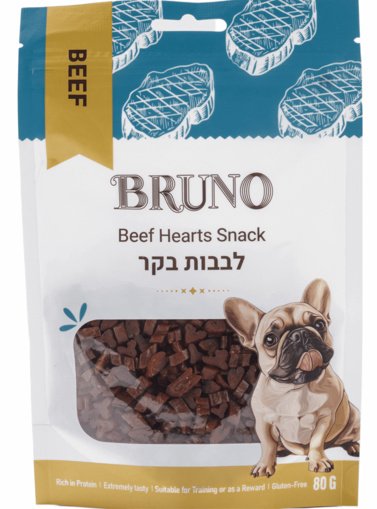 ברונו חטיף לכלב לבבות בקר 80 גרם