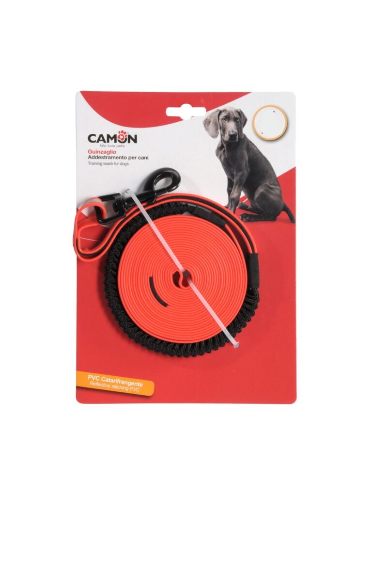 קמון רצועת אילוף מחזיר עור אדום 10 מטר