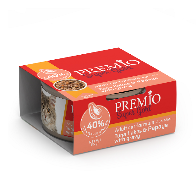 פרמיו גולד עם נתחי טונה ופאפאיה 85 גרם
