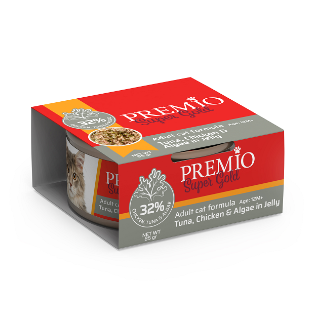 פרמיו גולד טונה עוף ואצות בג'לי