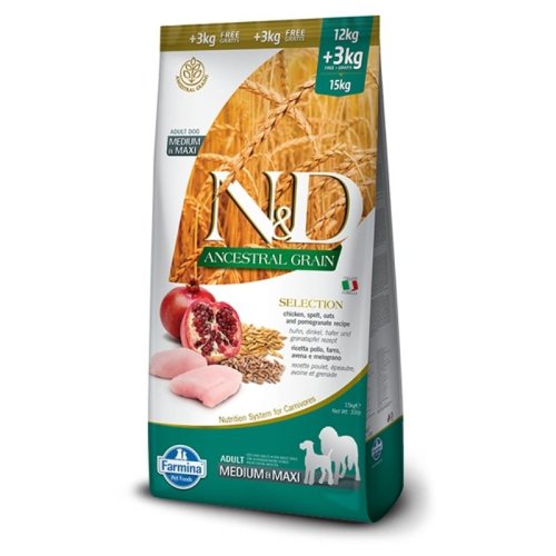ND אנססטרל גריין עוף ורימון לכלב 15 ק"ג